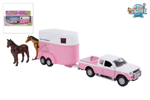 Kids Globe Mitsubishi with Horse trailer Pink